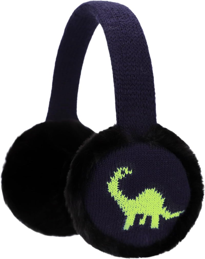 BUTITNOW Toddler Kids Knit Dinosaur Earmuffs Soft Plush Comfortable Winter Outdoor Ear Warmers for Boys Girls - Image 1